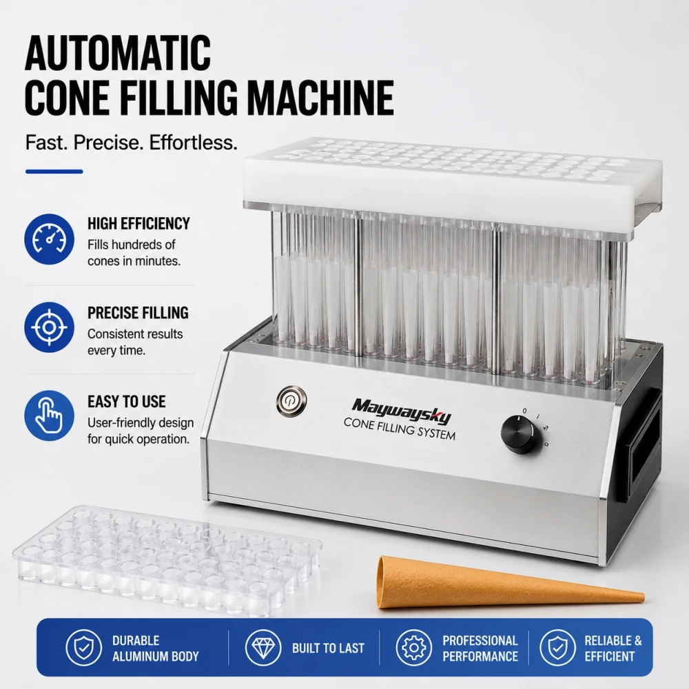Maywaysky 100 Pre-rolled Cone Filling Machine For 70mm/84mm/98mm/109mm